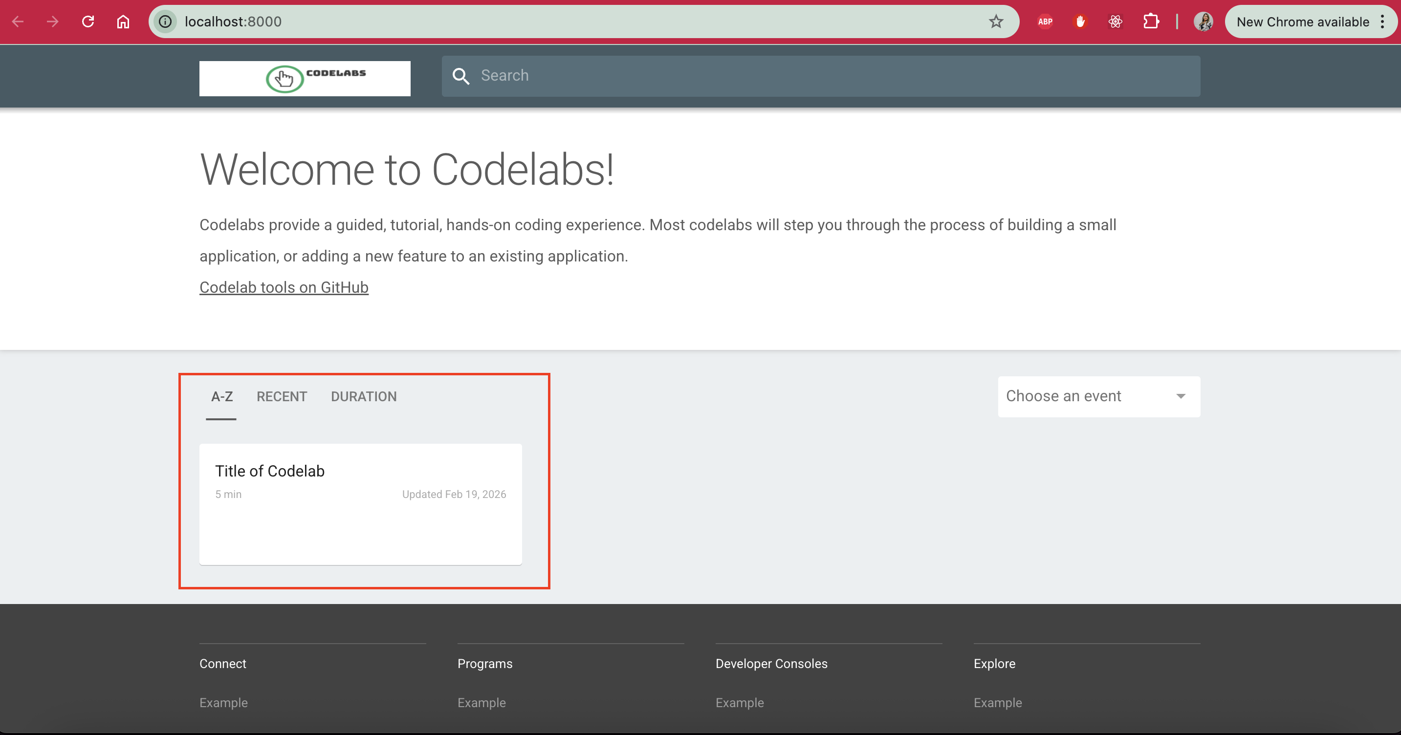 Gulp serve with the codelab